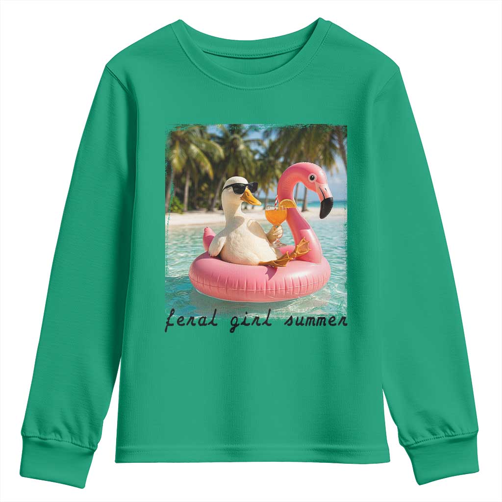 Feral Girl Summer Youth Sweatshirt Silly Goose Summer Beach Meme TS14 Irish Green Print Your Wear