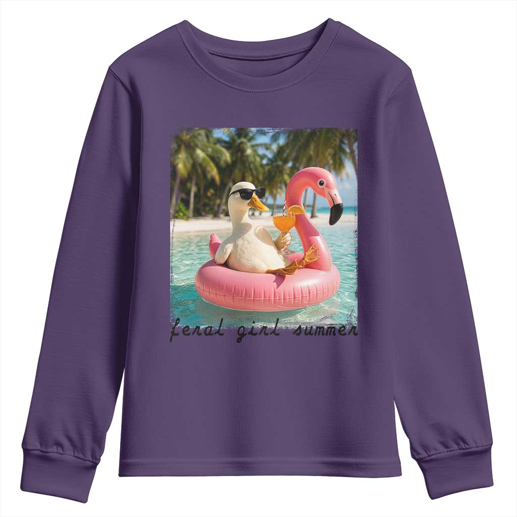 Feral Girl Summer Youth Sweatshirt Silly Goose Summer Beach Meme TS14 Purple Print Your Wear