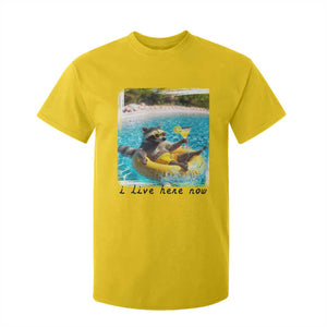 I Live Here Now Raccoon T Shirt For Kid Funny Summer Vacation Meme TS14 Daisy Print Your Wear