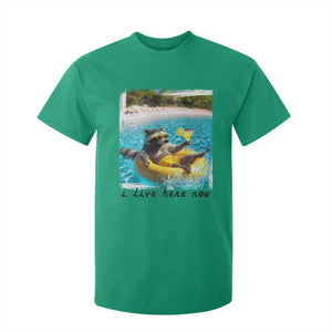 I Live Here Now Raccoon T Shirt For Kid Funny Summer Vacation Meme TS14 Irish Green Print Your Wear