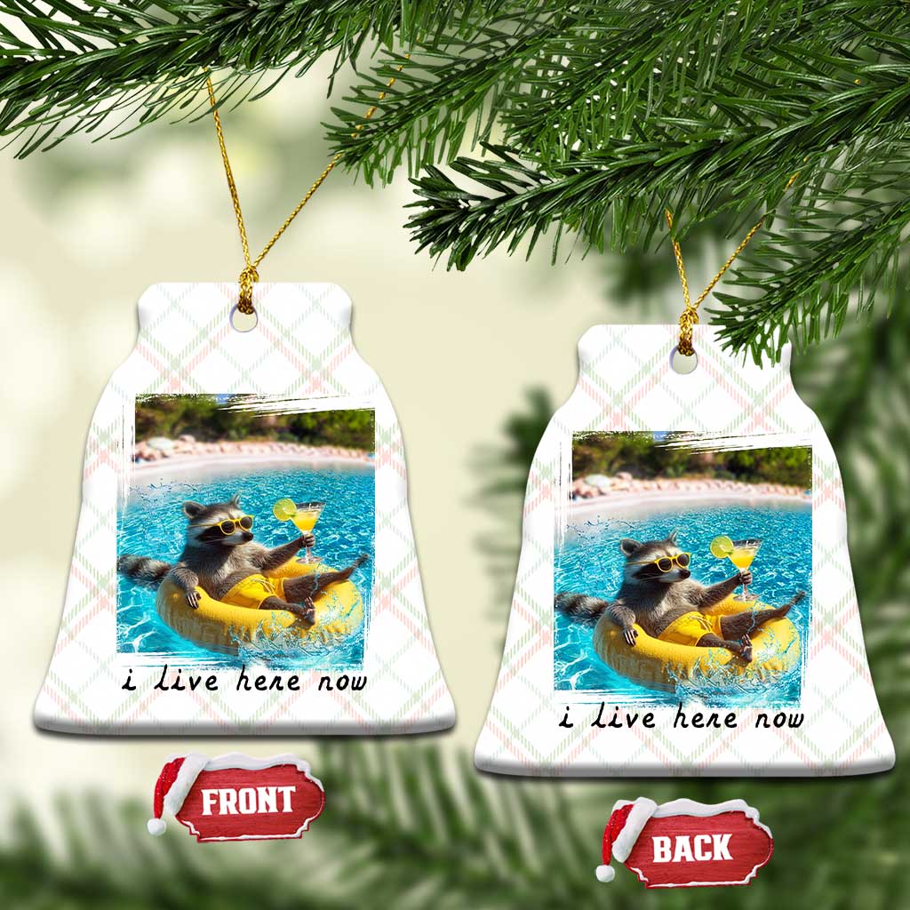 I Live Here Now Raccoon Ceramic Ornament Funny Summer Vacation Meme TS14 Print Your Wear