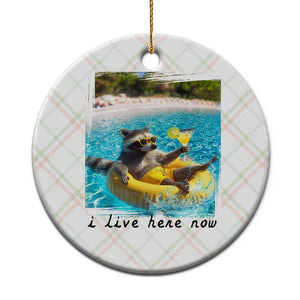 I Live Here Now Raccoon Ceramic Ornament Funny Summer Vacation Meme TS14 1pc Christmas Plaid Print Your Wear