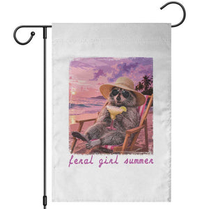 Feral Girl Summer Garden Flag Funny Raccoon Summer Beach Meme TS14 White Print Your Wear