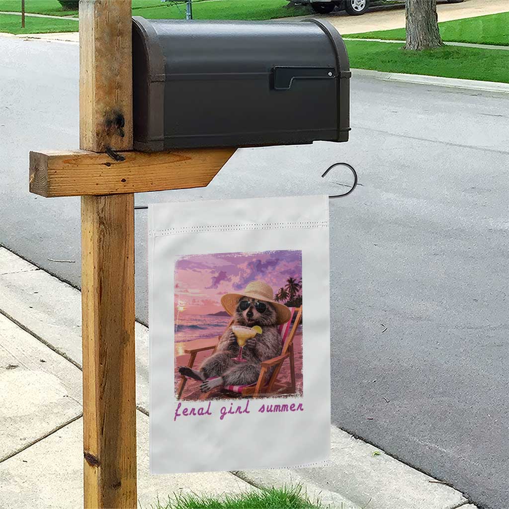 Feral Girl Summer Garden Flag Funny Raccoon Summer Beach Meme TS14 Print Your Wear
