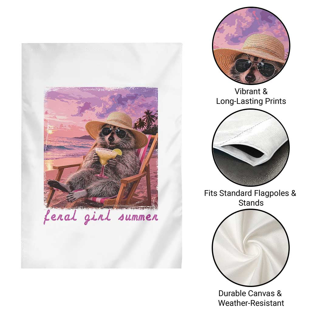 Feral Girl Summer Garden Flag Funny Raccoon Summer Beach Meme TS14 Print Your Wear