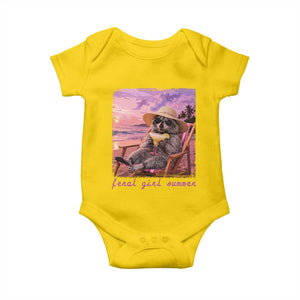 Feral Girl Summer Baby Onesie Funny Raccoon Summer Beach Meme TS14 Daisy Print Your Wear