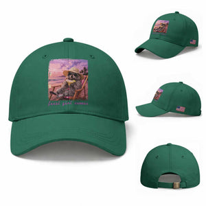 Feral Girl Summer Baseball Cap Funny Raccoon Summer Beach Meme TS14 Baseball Cap Universal Fit Irish Green Print Your Wear