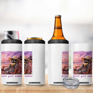 Feral Girl Summer 4 in 1 Can Cooler Tumbler Funny Raccoon Summer Beach Meme TS14 Print Your Wear