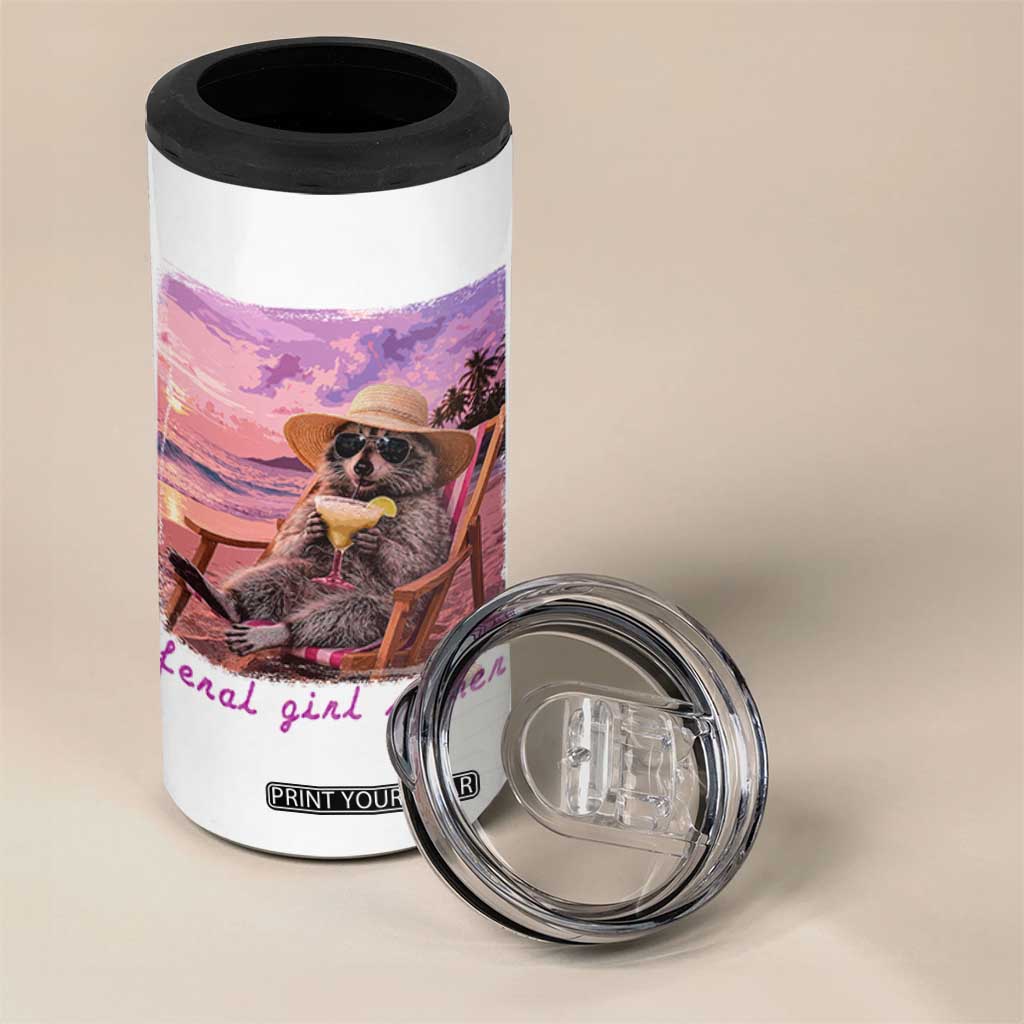 Feral Girl Summer 4 in 1 Can Cooler Tumbler Funny Raccoon Summer Beach Meme TS14 Print Your Wear