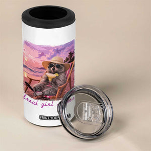 Feral Girl Summer 4 in 1 Can Cooler Tumbler Funny Raccoon Summer Beach Meme TS14 Print Your Wear