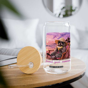 Feral Girl Summer Glass Can Funny Raccoon Summer Beach Meme TS14 Print Your Wear
