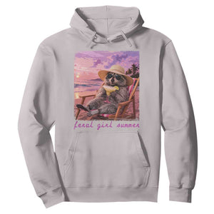 Feral Girl Summer Hoodie Funny Raccoon Summer Beach Meme TS14 Ice Gray Print Your Wear