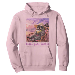 Feral Girl Summer Hoodie Funny Raccoon Summer Beach Meme TS14 Light Pink Print Your Wear