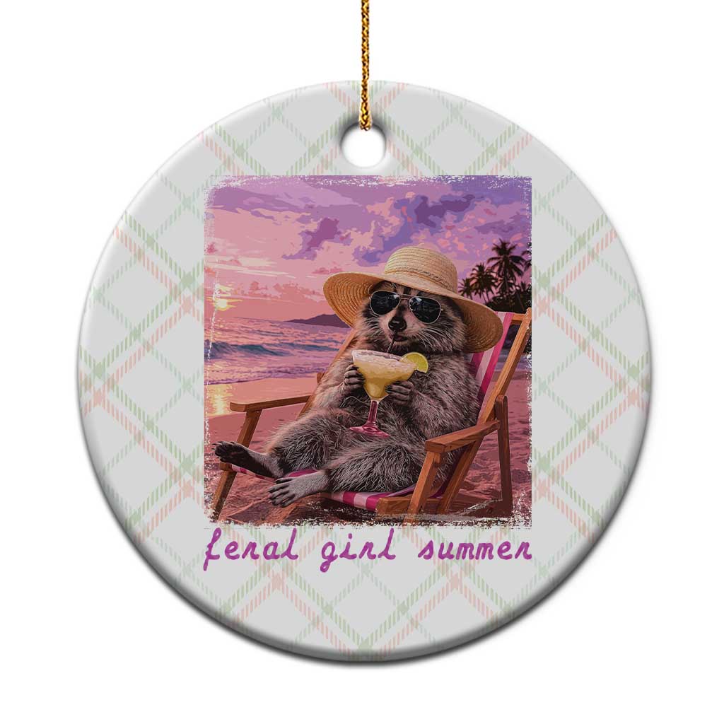 Feral Girl Summer Ceramic Ornament Funny Raccoon Summer Beach Meme TS14 1pc Christmas Plaid Print Your Wear
