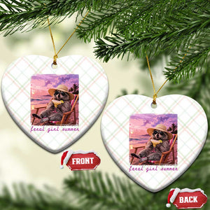 Feral Girl Summer Ceramic Ornament Funny Raccoon Summer Beach Meme TS14 Print Your Wear
