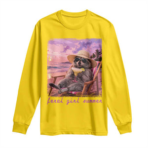 Feral Girl Summer Long Sleeve Shirt Funny Raccoon Summer Beach Meme TS14 Daisy Print Your Wear