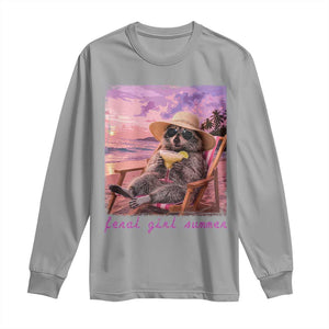 Feral Girl Summer Long Sleeve Shirt Funny Raccoon Summer Beach Meme TS14 Sport Gray Print Your Wear