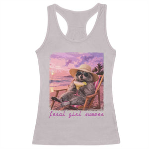 Feral Girl Summer Racerback Tank Top Funny Raccoon Summer Beach Meme TS14 Ice Gray Print Your Wear