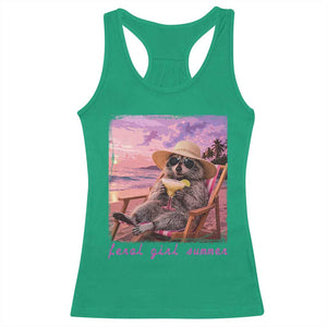 Feral Girl Summer Racerback Tank Top Funny Raccoon Summer Beach Meme TS14 Irish Green Print Your Wear