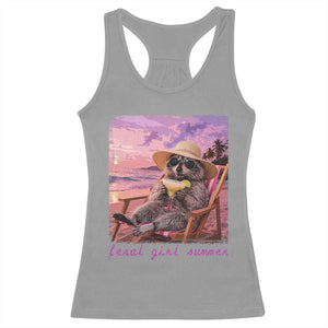 Feral Girl Summer Racerback Tank Top Funny Raccoon Summer Beach Meme TS14 Sport Gray Print Your Wear