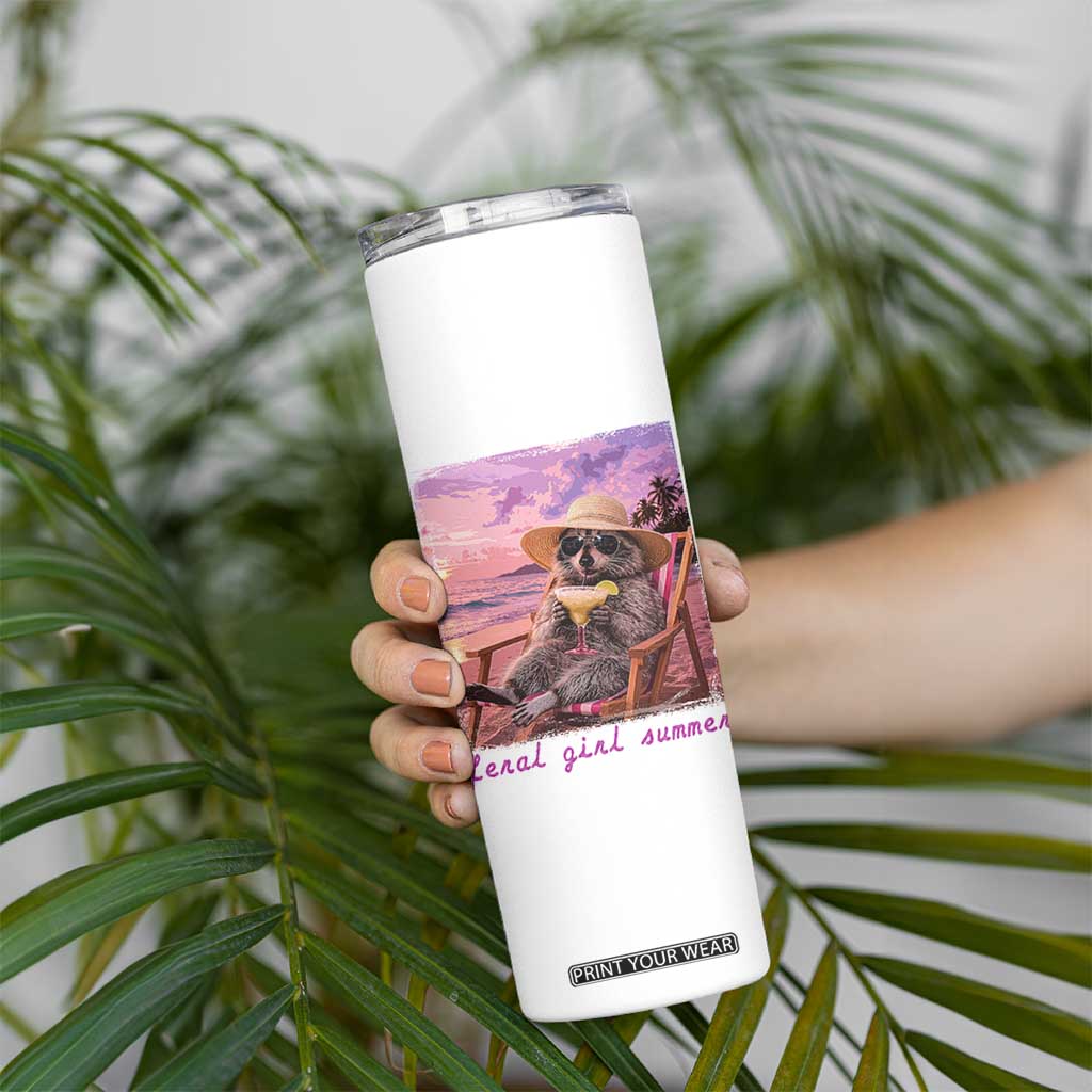 Feral Girl Summer Skinny Tumbler Funny Raccoon Summer Beach Meme TS14 Print Your Wear