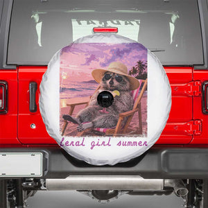 Feral Girl Summer Spare Tire Cover Funny Raccoon Summer Beach Meme TS14 White Print Your Wear