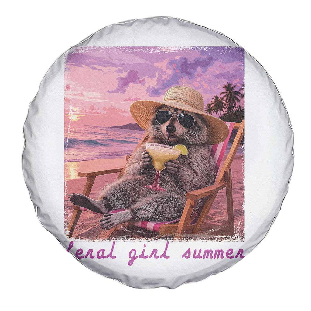 Feral Girl Summer Spare Tire Cover Funny Raccoon Summer Beach Meme TS14 Print Your Wear