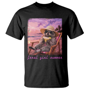 Feral Girl Summer T Shirt Funny Raccoon Summer Beach Meme TS14 Black Print Your Wear