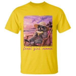 Feral Girl Summer T Shirt Funny Raccoon Summer Beach Meme TS14 Daisy Print Your Wear