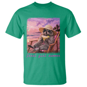 Feral Girl Summer T Shirt Funny Raccoon Summer Beach Meme TS14 Irish Green Print Your Wear