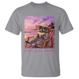 Feral Girl Summer T Shirt Funny Raccoon Summer Beach Meme TS14 Sport Gray Print Your Wear