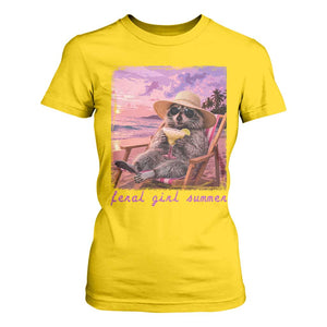 Feral Girl Summer T Shirt For Women Funny Raccoon Summer Beach Meme TS14 Daisy Print Your Wear