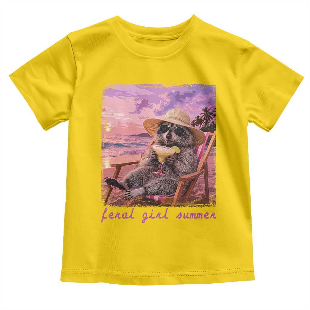 Feral Girl Summer Toddler T Shirt Funny Raccoon Summer Beach Meme TS14 Daisy Print Your Wear