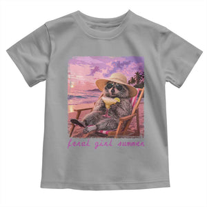 Feral Girl Summer Toddler T Shirt Funny Raccoon Summer Beach Meme TS14 Sport Gray Print Your Wear