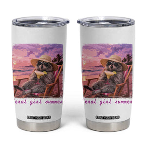 Feral Girl Summer Tumbler Cup Funny Raccoon Summer Beach Meme TS14 White Print Your Wear