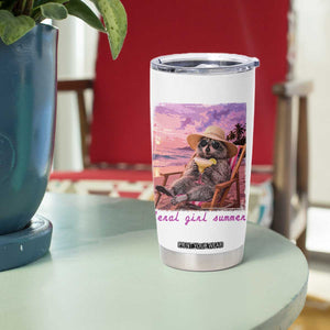 Feral Girl Summer Tumbler Cup Funny Raccoon Summer Beach Meme TS14 Print Your Wear