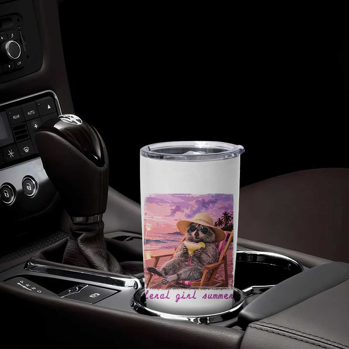 Feral Girl Summer Tumbler Cup Funny Raccoon Summer Beach Meme TS14 Print Your Wear