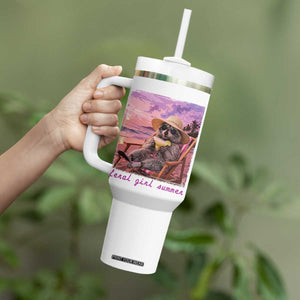 Feral Girl Summer Tumbler With Handle Funny Raccoon Summer Beach Meme TS14 Print Your Wear