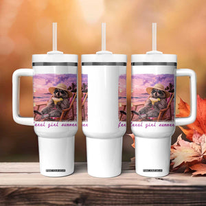 Feral Girl Summer Tumbler With Handle Funny Raccoon Summer Beach Meme TS14 Print Your Wear