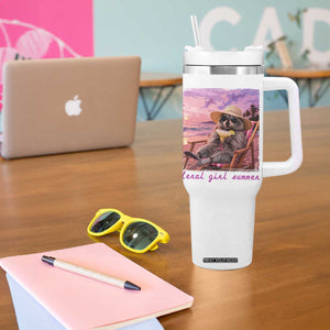 Feral Girl Summer Tumbler With Handle Funny Raccoon Summer Beach Meme TS14 Print Your Wear
