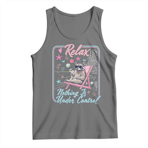 Relax Nothing Is Under Control Tank Top Chill Raccoon Beach Vacation Gift TS14 Black Heather Print Your Wear