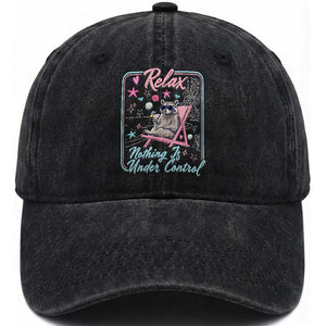 Relax Nothing Is Under Control Washed Cotton Baseball Cap Chill Raccoon Beach Vacation Gift TS14 Print Your Wear