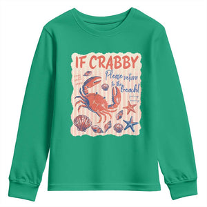 If Crabby Please Return To The Beach Youth Sweatshirt Funny Crab Summer Vibes TS14 Irish Green Print Your Wear
