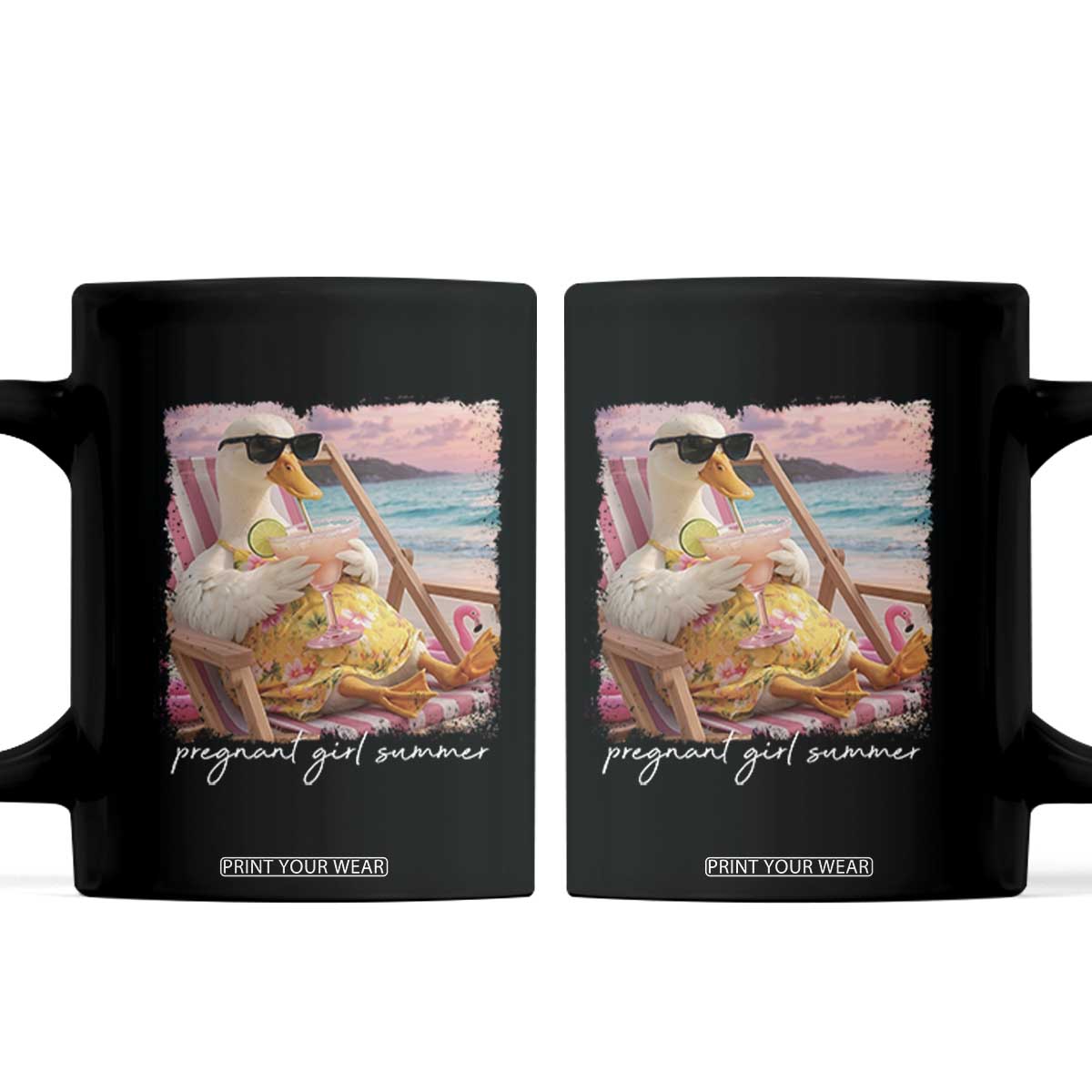 Pregnant Girl Summer Coffee Mug Silly Goose Mom Baby Announcement TS14 Black Print Your Wear