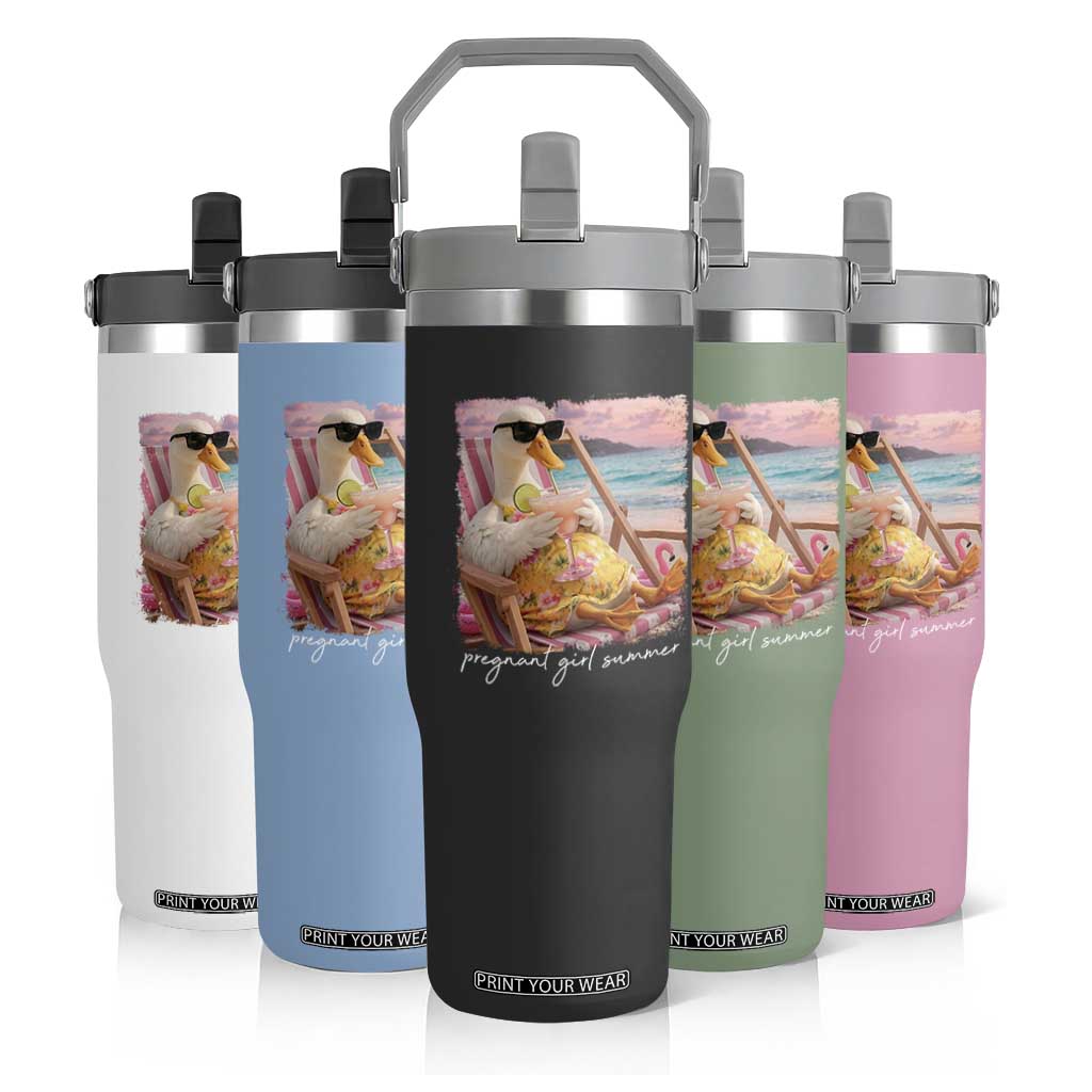 Pregnant Girl Summer Flip Straw Tumbler Silly Goose Mom Baby Announcement TS14 Print Your Wear