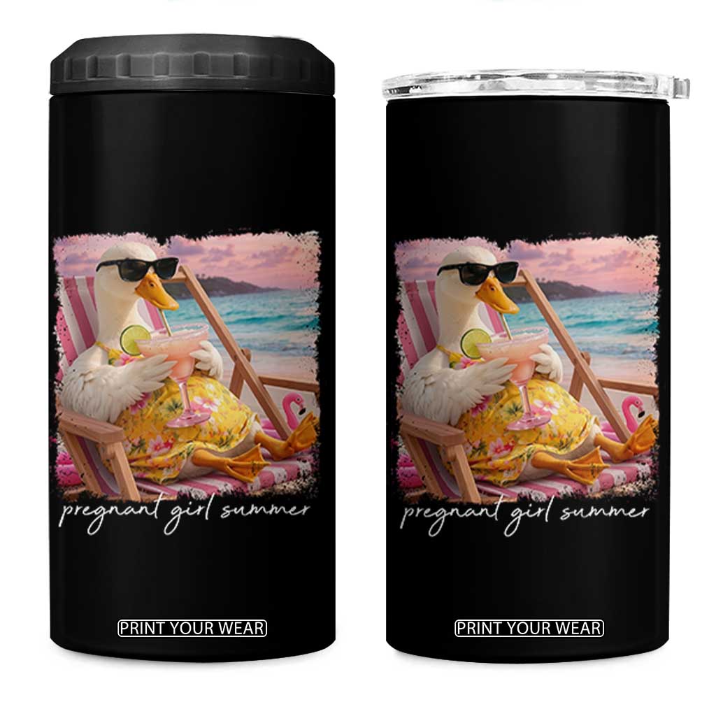 Pregnant Girl Summer 4 in 1 Can Cooler Tumbler Silly Goose Mom Baby Announcement TS14 One Size: 16 oz Black Print Your Wear