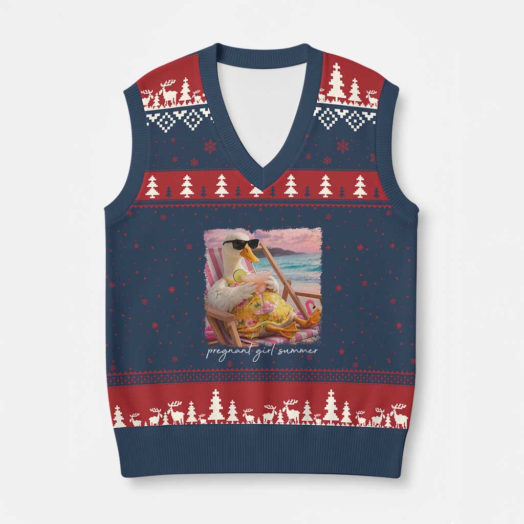 Pregnant Girl Summer V-Neck Knit Sweater Vest Silly Goose Mom Baby Announcement TS14 Navy Red Print Your Wear