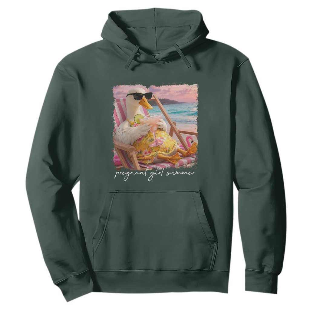 Pregnant Girl Summer Hoodie Silly Goose Mom Baby Announcement TS14 Dark Forest Green Print Your Wear