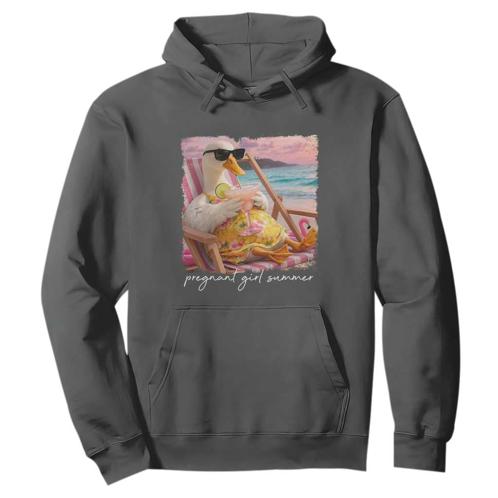 Pregnant Girl Summer Hoodie Silly Goose Mom Baby Announcement TS14 Dark Heather Print Your Wear