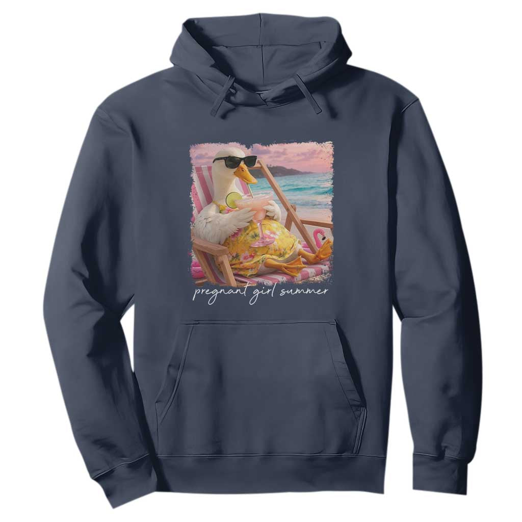 Pregnant Girl Summer Hoodie Silly Goose Mom Baby Announcement TS14 Navy Print Your Wear